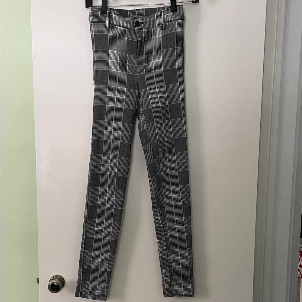 Garage Charcoal Checkered Skinny Ankle Pants